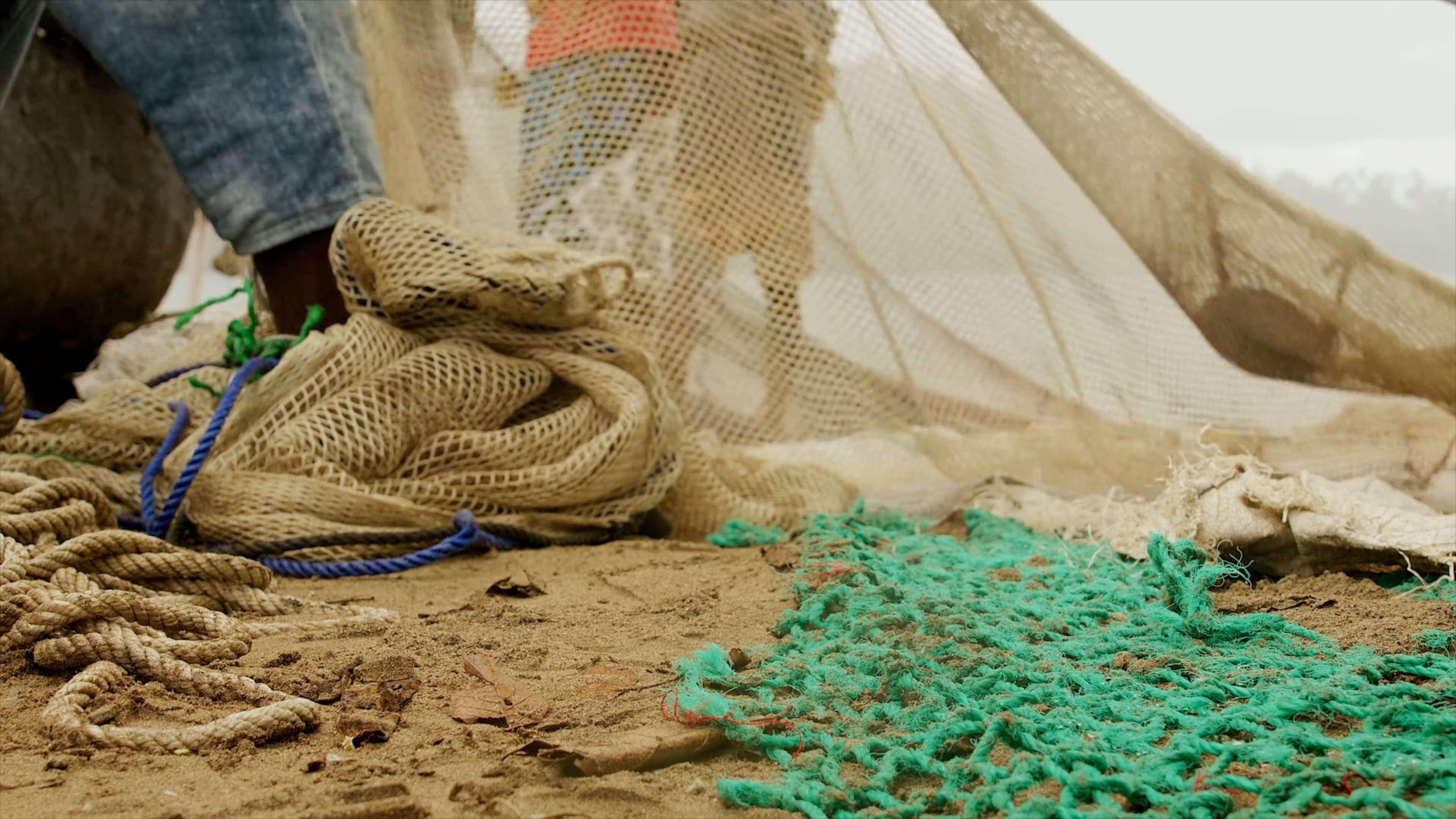 A fishing net at the beach
